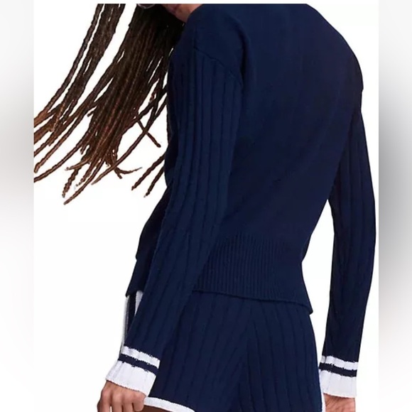 RAG & BONE Navy White Serena Button Front V-Neck Cardigan Sweater Women’s XS - Picture 4 of 16